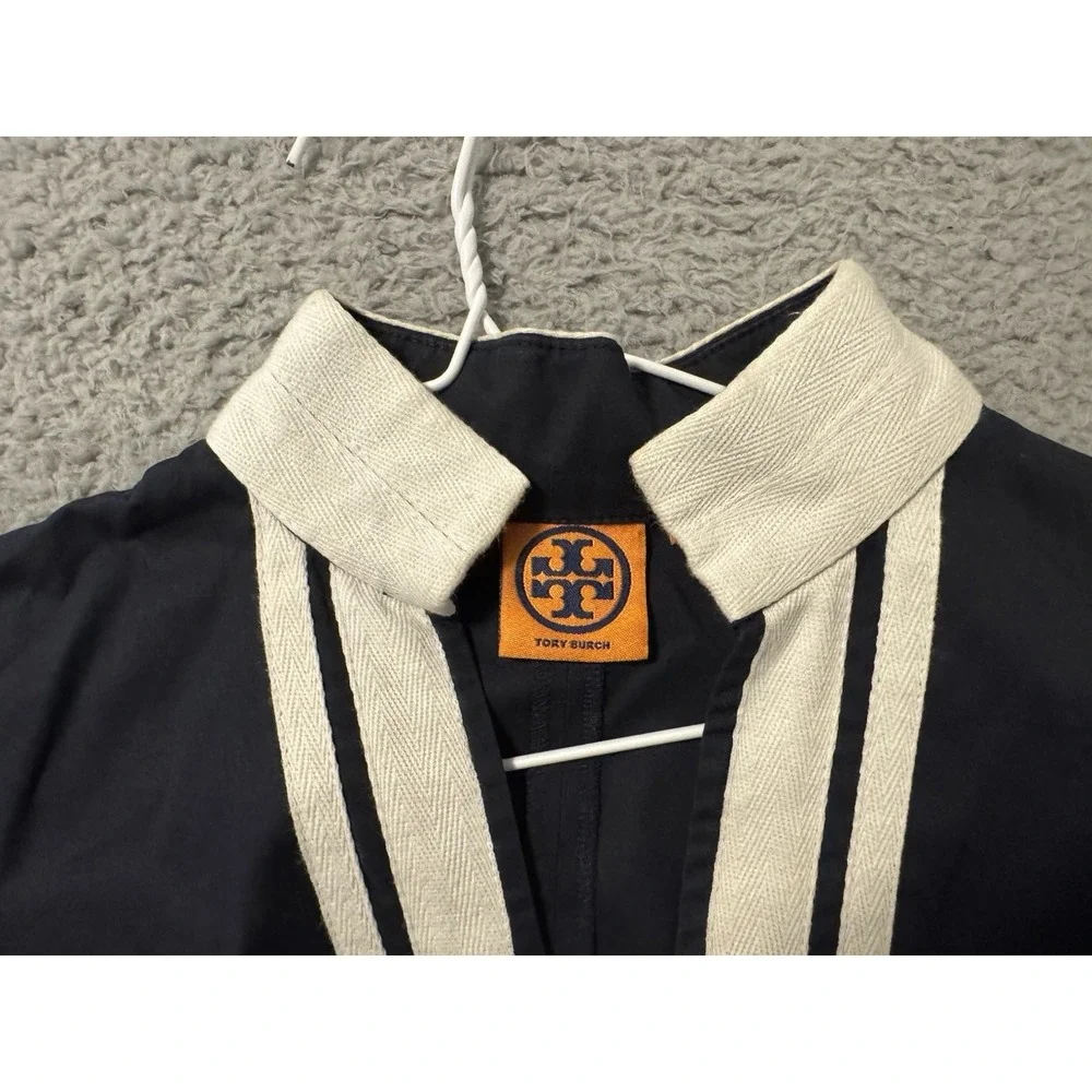 TORY BURCH Navy White Tory Tunic Dress Size 2 Cruise Resort‎